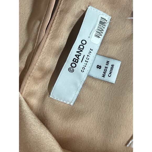 RTR Obando Sz 8 Orange tan Silky Satin Sleeveless Halter Cami Top sexy solid - Picture 7 of 7